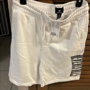 H&M White Athletic Shorts with Elastic Waistband